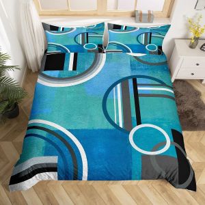 Housse De Couette Homewish Peinture À L'huile Double, Housse De Couette Géométrique, Parure De Lit Aquarelle Ombrée, Parure De Lit Bleu Marine, Noir Et Gris, Housse De - Neuf