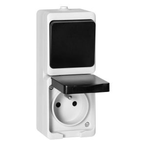 Prise Electrique Murale Simple Ou Double Prise Exterieure Etanche Avec/Sans Interrupteur Va Et Vient Prise En Saillie Multiprise Exterieur Etanche (Prise Avec Interrupteur)[DYB983056] - Neuf