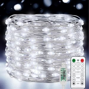 KAL-Guirlandes Lumineuses, 15M 150 Led Minuteur 8 Modes Alimenté Par Usb Fairy Lights Avec Télécommande Décoration Intérieur/Extérieur Pour Chambre, Fête, Noël - Neuf