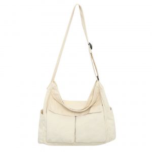 (Blanc cassé) 1 Morceau de Toile Sac à Bandoulière Sac de Messager Mignon avec la Broche et Pendentif pour les Femmes, les Filles Casual, Une Épaule Joli Sac d'École des Vêtements de travail en Toile Sac à Bandoulière Grande Capacité - Neuf