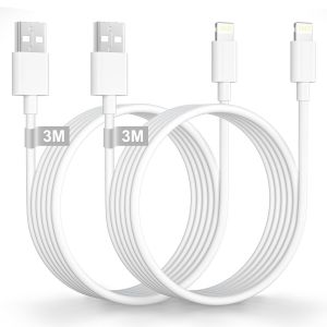 Câble Iphone 3m Lot De 2 [Certifié Mfi], Cable Lightning Longue Cable Iphone Charge Rapide Cable Chargeur Phone Cordon Fil Chargeur Pour Iphone 14 13 12 11 Pro Max Xs Xr X 8 7 6 5, Ipad, Aiprods - Neuf