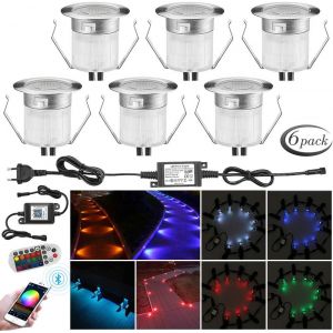 KAL-6X Bluetooth Rgb Spot Encastrable Exterieur Dimmable 0.6W Ø30Mm Ip67 Étanche 16 Millions Intelligent De Couleurs Spot Led Extérieur Encastrable Intelligentkit Complet - Neuf