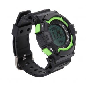 Montre De Sport Multifonction Etanche, Altimetre, Boussole, Chronometre, Barometre, Noir Et Vert - Neuf