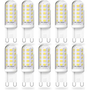 Kal-Ampoule G9 Led Blanc Froid 6000k 4w Equivalent Lampe Halogene G 9 40w, Petite Ampoule Culot Gu9, Non Dimmable, Économie D'énergie,Sans Scintillement,Angle De Faisceau 360°,Ac220-240v, Lot De 10 - Neuf