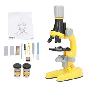 Kit De Microscope Pour Enfants Led 1200x Microscope Avec Lames D'&eacute;chantillon Science Jouet &Eacute;ducatif Cadeau D'anniversaire Jaune - Neuf