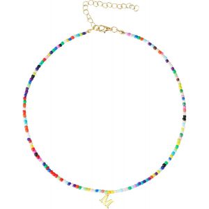 Asas-Colliers,Colorées Collier Avec Lettre,Collier Lettre Personnalisé,Y2k Collier Esthétique Collier Personnalisé Bohème Bijoux Cadeau Anniversaire Pour Femme Adolescentes Fille,M - Neuf
