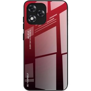 Kal-Coque Pour Honor 400 Lite, Etui Dégradé De Couleur Verre Trempé Back Coque + Souple Silicone Tpu Case Cover Protection Antichoc Housse (Rouge/Noir) - Neuf