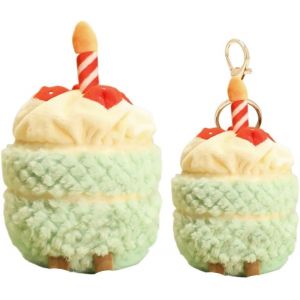 lbgwp60-Gâteau Peluche Vert Et Porte-Clés Set, Peluche Gâteau Doux, Porte-Clés Doux Gâteaus Mignon, Cadeaux Pour Enfants Garçons Filles Noël Anniversaire (Vert) - Neuf