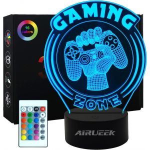 3d Illusion Lamp, Gamer Lamp With Remote Control  16 Colours, Children And Men Gamer Birthday Gifts Night Light 3d Lamp Gaming Decoration Easter Gifts (Gamezone) - Neuf