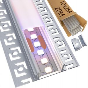 10 X Profil&eacute; Aluminium Led D'angle Pour Rubans Led 1m (10m) &iquest; Profile Led Angle Avec Diffuseur Opale &iquest; Taille 15.8 X 15.8mm &iquest; Support Id&eacute;al Pour Rubans Led Jusqu&iquest;&Agrave; 10mm De Largeur - Neuf