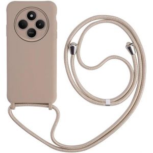 KAL-Collier Pour Xiaomi Redmi 14C - Coque Silicone Liquide Bumper Avec Cordon R&eacute;glable - Housse &Eacute;tui Lanyard Case Avec Cha&icirc;ne - Or Rose - Neuf