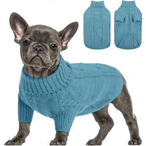 Jgd-Pull Chien Moyen Bouledogue Fran&ccedil;ais Chaud Pull-Overs Pour Chiens Pull Chihuahua Manteau Teckel Vetement Pour Chien Chat D'hiver, Sarcelle, M - Neuf