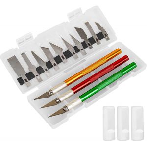 MEVRONISSHOP-Lot de 3 Cutters pour Bricolage Art Work Cutting, Scalpel avec 10 Lames de Rechange, Couteau de Sculpture pour Film de Fen&ecirc;tre - Neuf