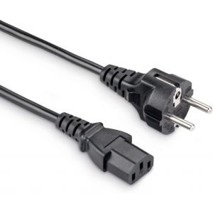 Câble d'alimentation secteur 3 pôles terre (pour connecter divers appareils tels les appareils froids, mâle avec contact de protectection femelle 3 pôles, câble de longueur 1,5 m) Noir - Neuf