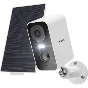2K Camera Surveillance Wifi Exterieure Sans Fil Solaire, Caméra Batterie, Vision Nocturne Couleur, Ai & Pir Détection Mouvement, Audio Bidirectionnel, Étanche Ip65, Alexa, Zs-Gx3S,Blanc - Neuf