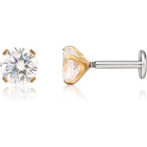 Nbgcm-18g Titane Piercing Tragus, 2pcs Piercing Labret Lèvre Bouche Avec Cz Opale, Filetage Intérieur Piercing Oreille Cartilage, Piercing Helix Pour Nombril Langue Sourcil Septum Nez Oreille - Neuf