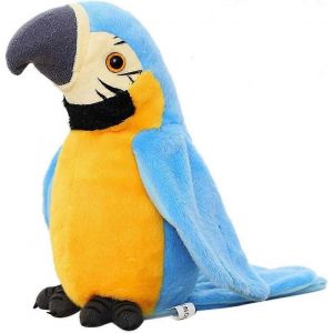 Mignon perroquet parlant jouet enregistrer Jouet en peluche interactif r&eacute;p&eacute;titif perroquet parlant agitant des ailes Dr&ocirc;le Oiseau en peluche Jouet pour enfants Cadeau d'anniversaire de No&euml;l,bleu - Neuf