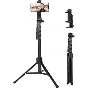 Tr&eacute;pied T&eacute;l&eacute;phone Portable 168Cm Aluminium Professionnel,Trepied Smartphone, Support Universel Pour Smartphone/Iphone/Appareil Photo, L&eacute;ger Et Portable Pour Voyage, Vlogging[SHJ41905302] - Neuf