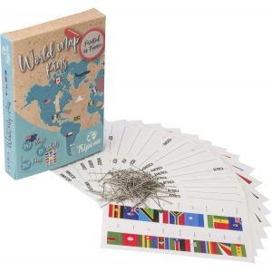 KALANKA-342 Drapeaux &agrave; planter pour carte et globe terrestre en li&egrave;ge - Petits drapeaux des pays du monde - Petits autocollants de drapeaux avec date au dos - Fourni avec aiguilles - Neuf