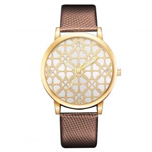 Montre A Quartz Tendance Avec Bracelet En Cuir Synthetique Pour Femme, Style Decontracte, Marron - Neuf