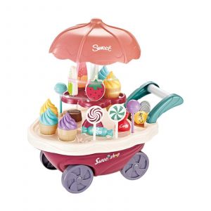 Children's Toy Ice Cream Truck Candy Ice Cream Set Girl Rotating Ice Cream Machine Cart Unisex design-B - Neuf