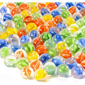 Sansh-Lot De 100 Billes En Verre - Mélange ?il De Chat - 4 Couleurs - Taille Moyenne - Marbre Épais - Cadeau Rétro - 14 Mm Et 16 Mm - Pour Rebondir, Jeu De Société À Carreaux Chinois, Vases, Décorati - Neuf