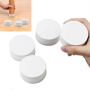 4pcs Élévateur Meubles Élévateurs 6 Cm De Diamètre Blanc Meubles Pieds Acier Carbone Lits Contremarches Bureau Contremarches Blocs Auto-Adhésifs - Neuf
