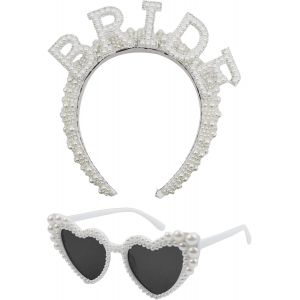 Kalvd-Ensemble D'accessoires De Mariage Pour Mari&eacute;e-Serre-T&ecirc;te De Mari&eacute;e Avec Lunettes De Soleil En Forme De Coeur-Bandeau De Mari&eacute;e Avec Lunettes De Soleil En Forme De Coeur-Accessoires De - Neuf