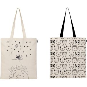 TIANYI-Ecoright Sacs fourre-tout pour femme, sac d'&eacute;picerie tendance et r&eacute;utilisable, sac fourre-tout en coton pour l'&eacute;cole, un usage quotidien, le shopping et la plage - Neuf