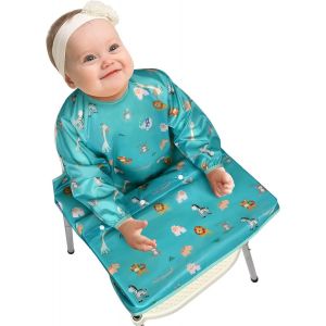 Bavoir Bebe & Bavoir De Sevrage Avec Bavoir Manches, Bavoir Pour B&eacute;b&eacute; Fixe &Agrave; Votre Chaise Haute,Bavoir Etanche &Agrave; Manchs Longue Avec Manches Imperm&eacute;ables Pour 6-36mois - Neuf