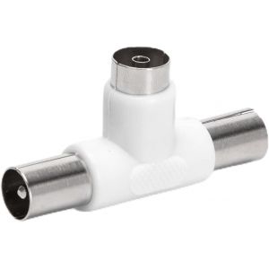 Connecteur r&eacute;partiteur d'antenne Blanc, optimisez Le Signal de Votre TV. Son Design Compact Assure Une Connexion Stable et Efficace, id&eacute;al pour diverses installations. - Neuf