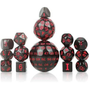 Jeu De Dés, Dés De Jeu De Rôle, Jeu De Dés Polyédriques De 15 Pièces D3-D100, Jeu De Dés D&d Adapté Aux Jeux De Rôle Tels Que Donjons Et Dragons, Pathfinder - Acrylique (Rouge) - Neuf
