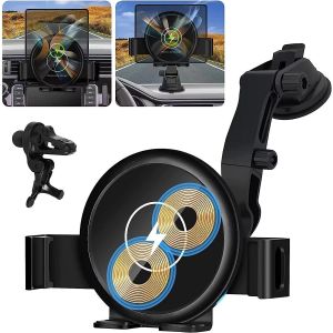 Ongi-Support Telephone Voiture,15w Qi Chargeur Induction Voiture,Double Bobine Chargeur Sans Fil Voiture Rapide Automatic Clamping Porte Telephone Voiture Pour Samsung Galaxy Z Fold 6/5/4 Pour Iphone - Neuf