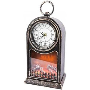 Chenquansarl-Feu De Cheminée À Led Avec Effet Flamme | Lanterne Led | Design Dhorloge | Montre Fonctionnelle | Hauteur 27,5 Cm | Lampe Flamme Avec Minuteur (6 Heures On, 18 Heures Off) - Neuf