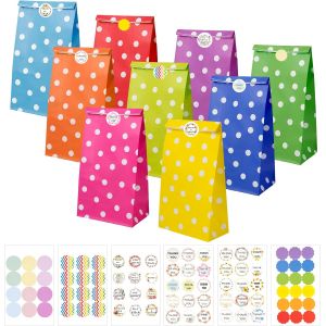 Mevronisshop-Sacs En Papier Pour Anniversaire D'enfant, 40 Sacs En Papier Et 82 Autocollants, 24 X 13 X 8 Cm, Sacs &Agrave; Bonbons Pour Emballer Des Cadeaux, Des Cadeaux, Des Anniversaires D'enfants, Des - Neuf