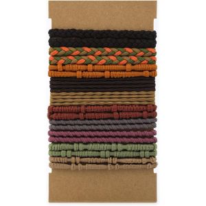 Kal-20pcs Boho Attache Pour Cheveux Femme Homme, Elastiques À Cheveux Elastique Porte Queue De Cheval Bracelet Pour Élastique Cheveux Pour Cheveux Épais/Moyens/Longs (4 Styles, 10 Couleurs) - Neuf