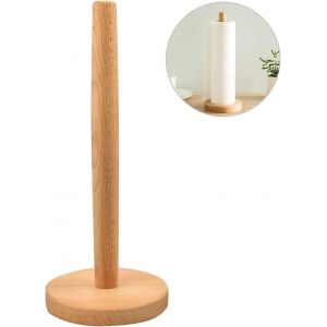 Porte-Rouleau De Cuisine Rond En Bambou Avec Patins Antidérapants (31 X 13 Cm) - Neuf