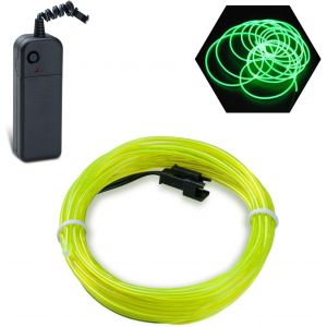 Flexible El Fil Tube Néon Light Avec Contrôleur 3 Modes Led Lumière De Voiture Dance Partie De Mariage Bar Intérieur Et Extérieur Décor (Vert, 16,5 Pi) - Neuf