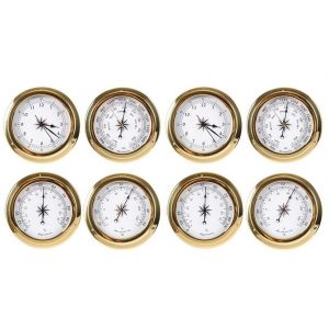 8 Pi&egrave;ces Bo&icirc;tier En Laiton Station M&eacute;t&eacute;o Barom&egrave;tre Hygrom&egrave;tre De Temp&eacute;rature Horloge Et 115mm - Neuf