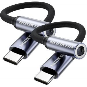 KALANKA-Lot de 2 adaptateurs USB C vers Audio 3,5 mm de Type C vers Prise Casque auxiliaire Femelle Haute résolution Compatible avec iPhone 15 Pro Max Plus, Pixel 9/8/7/6/5/4, Galaxy S24/S23/S22/S21 - Neuf