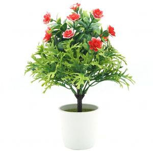 HJLIAN Fleur artificielle en pot, decoration pour la maison ou le bureau (rouge) - Neuf