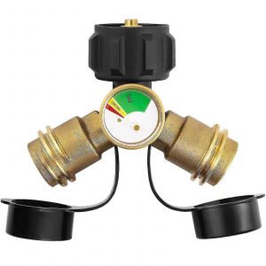 réservoir de propane en Y séparateur adaptateur 2 voies LP connecteur en T de gaz avec jauge - Neuf