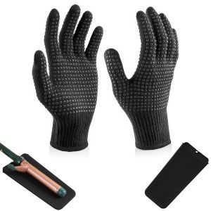 1 Heat Resistant Gloves For Curling Iron + 1 Silicone Heat Insulation Cushion,Anti-Heat Glove,For Hair Styling Salon Thermal Gloves For Straightener,Curling Iron,Black - Neuf