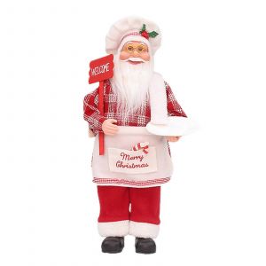 No&euml;l Le Chef De Santa Figurine Rouge Blanc &Agrave; Carreaux V&ecirc;tements De Poup&eacute;es Ornement Pour Le Festival De La Partie Table De Salle &Agrave; Manger D&eacute;coration - Neuf