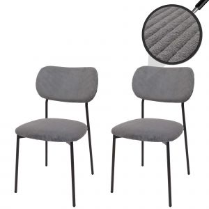 Lot de 2 chaises de salle &agrave; manger HWC-O26, chaise de cuisine chaise rembourr&eacute;e, Velours (330g/m&sup2;) tissu/textile m&eacute;talgris fonc&eacute; - Neuf