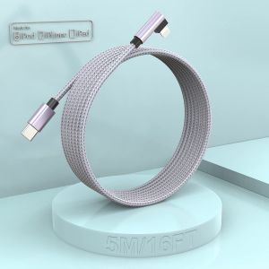 Thef-Câble De Charge Iphone 5 M, Long, Certifié Apple Mfi, Câble Lightnning Vers Usb-C D'origine, Câble De Charge Apple À Angle De 90 Degrés Pour Apple Iphone 14/13/12/11/Xs/Xsmax/Xr/X/8/7/6/Se - Neuf