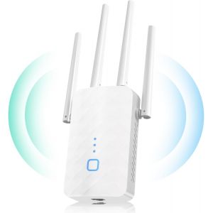 lbgwp60-Répéteur Wifi Puissant, 1200Mbps Amplificateur Wifi Sans Fil Puissant 5Ghz&2.4Ghz Avec Wps, 4 Antennes Wifi Booster Compatible Avec Toutes Les Box, Couverture Jusqu'À 200M² Et 35 Appareils - Neuf
