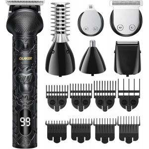 Tondeuse Barbe Homme, Tondeuse Cheveux Professionnel, Rasoir Electriques Sans Fil Tondeuse De Finition/Précision For Moustache Nez Oreilles Corps Barbe Et Cheveux Homme Kit Tous En 1 (Noir) - Neuf