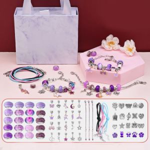 Kit De Fabrication De Bracelets Violets Pour Filles, Loisirs Créatifs Pour Enfants, Création De Bijoux Pour Filles, Cadeaux De Noël, Jouets Pour Filles - Neuf