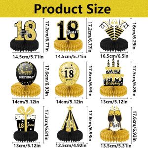 10 Pi&egrave;ces D&eacute;corations D'anniversaire Centres De Table 18 Ans,Nid D'abeille Anniversaire Centre De Table En D&eacute;coration De Table Pour Hommes Et Femmes Fournitures De F&ecirc;te Anniversaire - Neuf